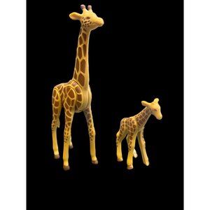 2000s Playmobil Giraffe And Baby‎ Lot, Zoo Animals Wildlife Toy Animals